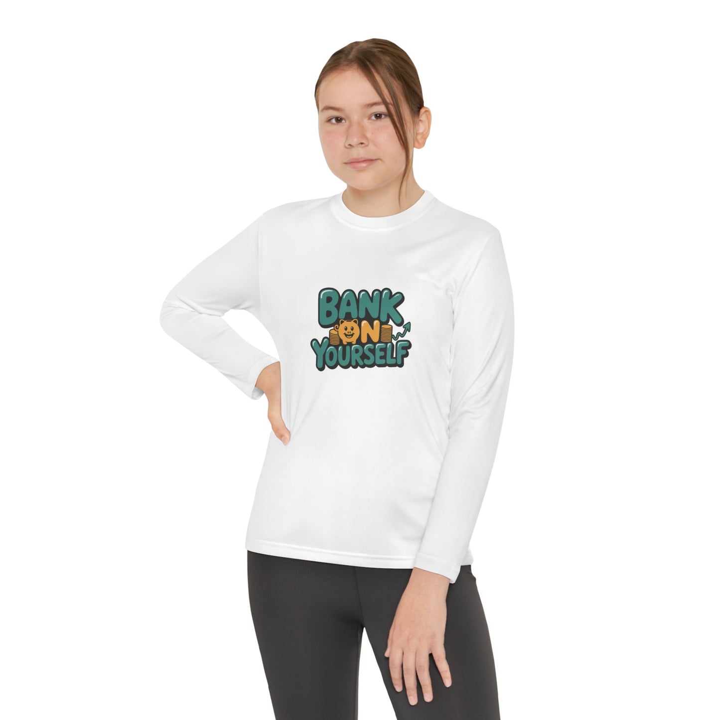 Youth Long Sleeve Tee — "Bank on Yourself" Motivational Graphic