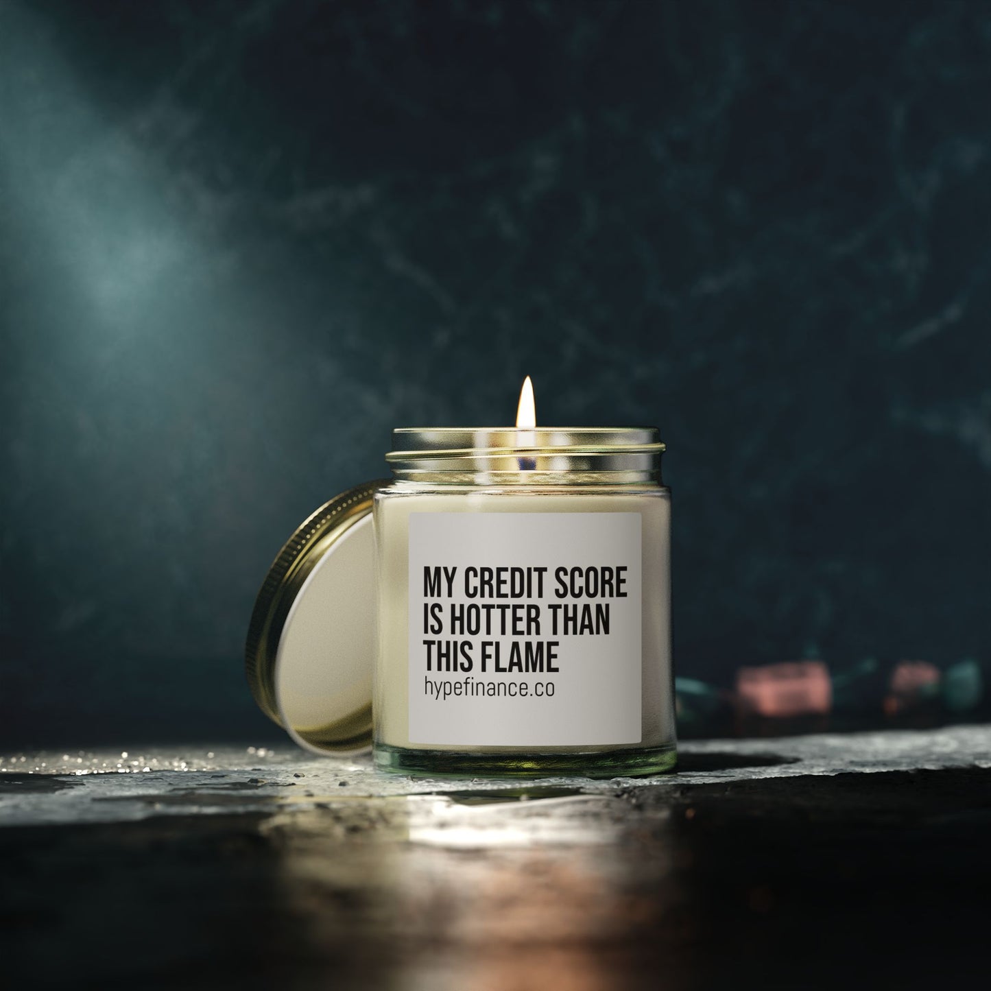Scented Candle — Coconut Apricot "My Credit Score Is Hotter Than This Flame" (4oz & 9oz)