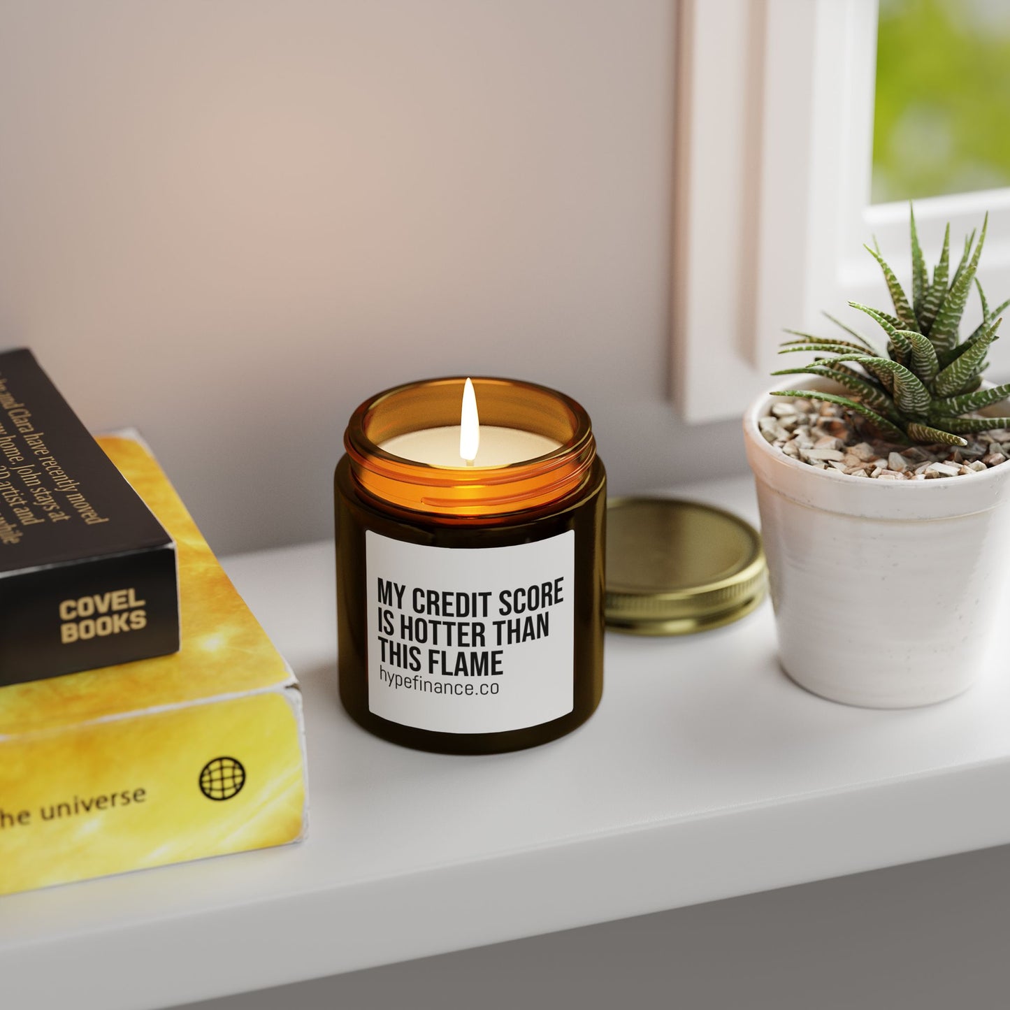 Scented Candle — Coconut Apricot "My Credit Score Is Hotter Than This Flame" (4oz & 9oz)