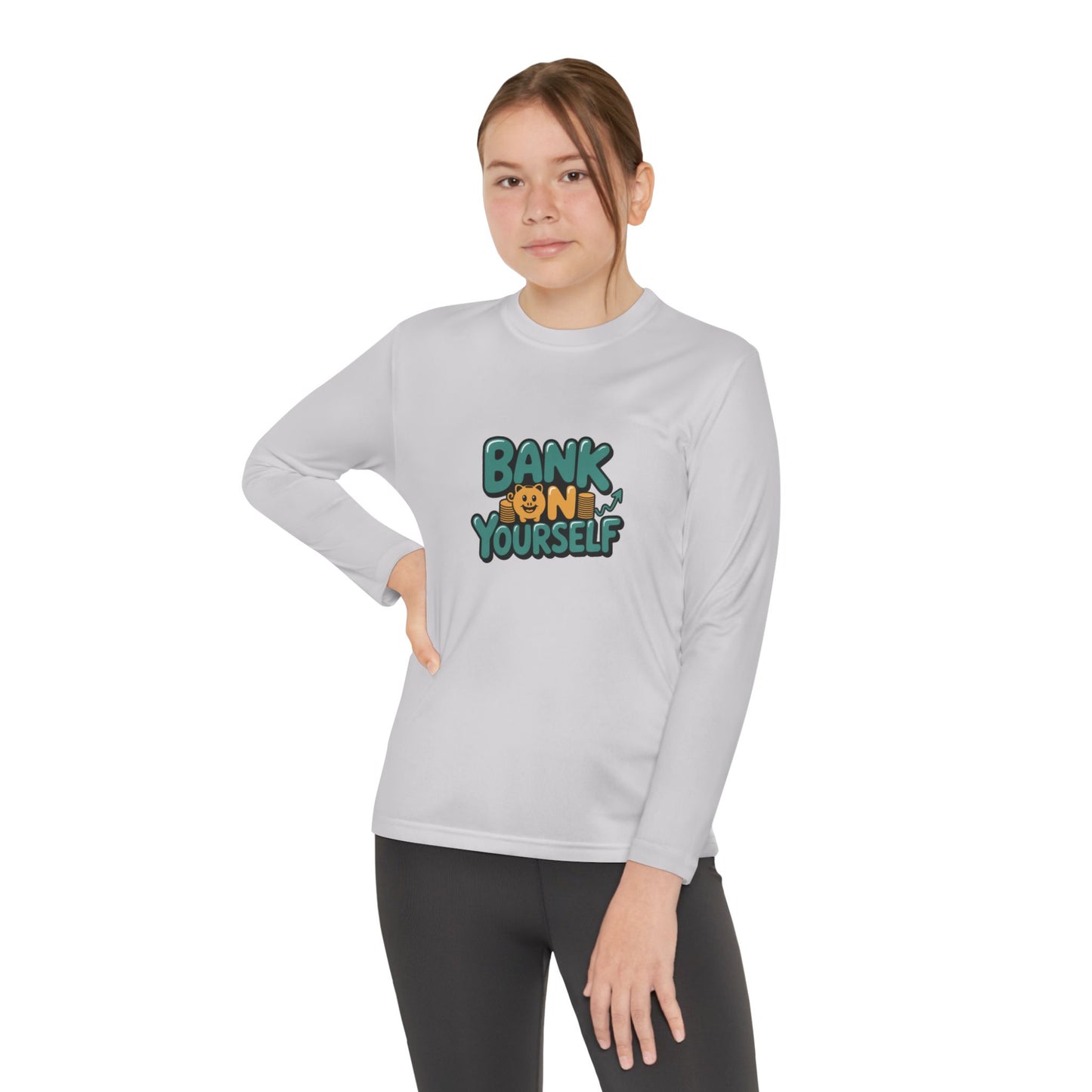 Youth Long Sleeve Tee — "Bank on Yourself" Motivational Graphic